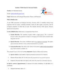 Biodiversity and Ecological Restoration: Theory & Practical