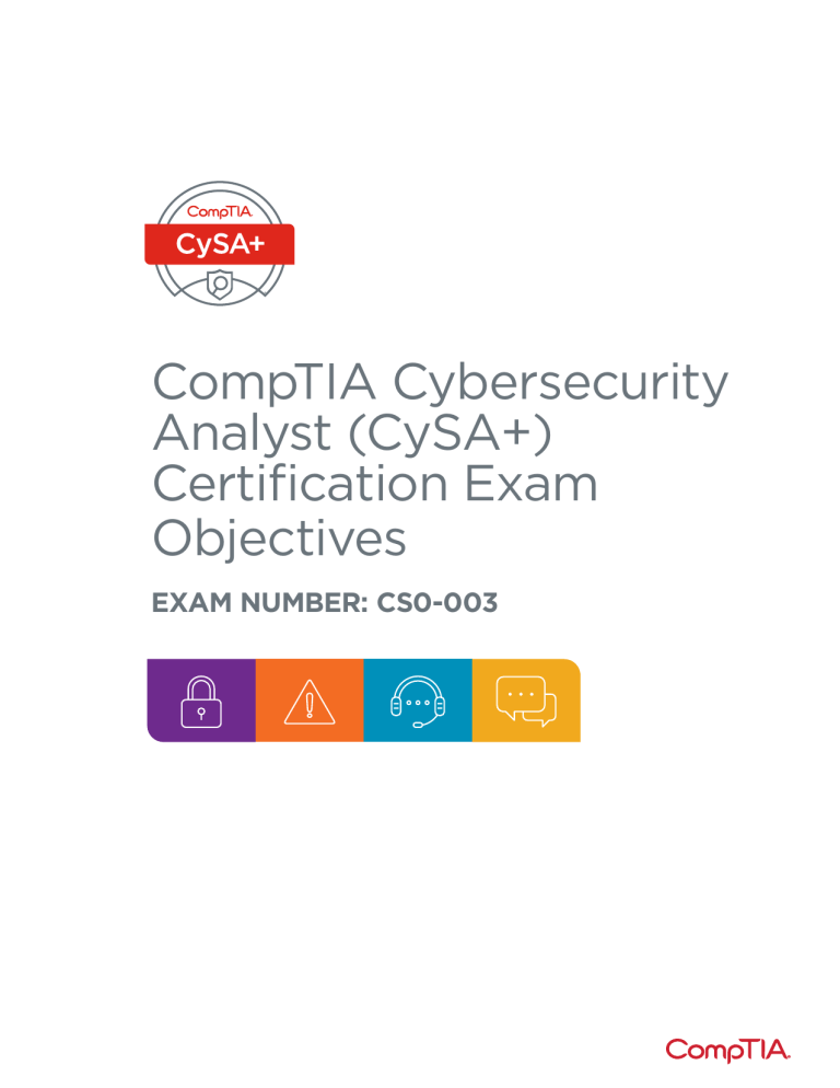 CompTIA CySA+ CS0-003 Exam Objectives