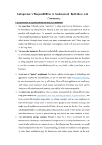 Entrepreneurs' Responsibilities: Environment, Community & Individuals