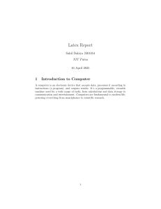 Introduction to Computer: Types, Scope, and Motivation - NIT Patna Report