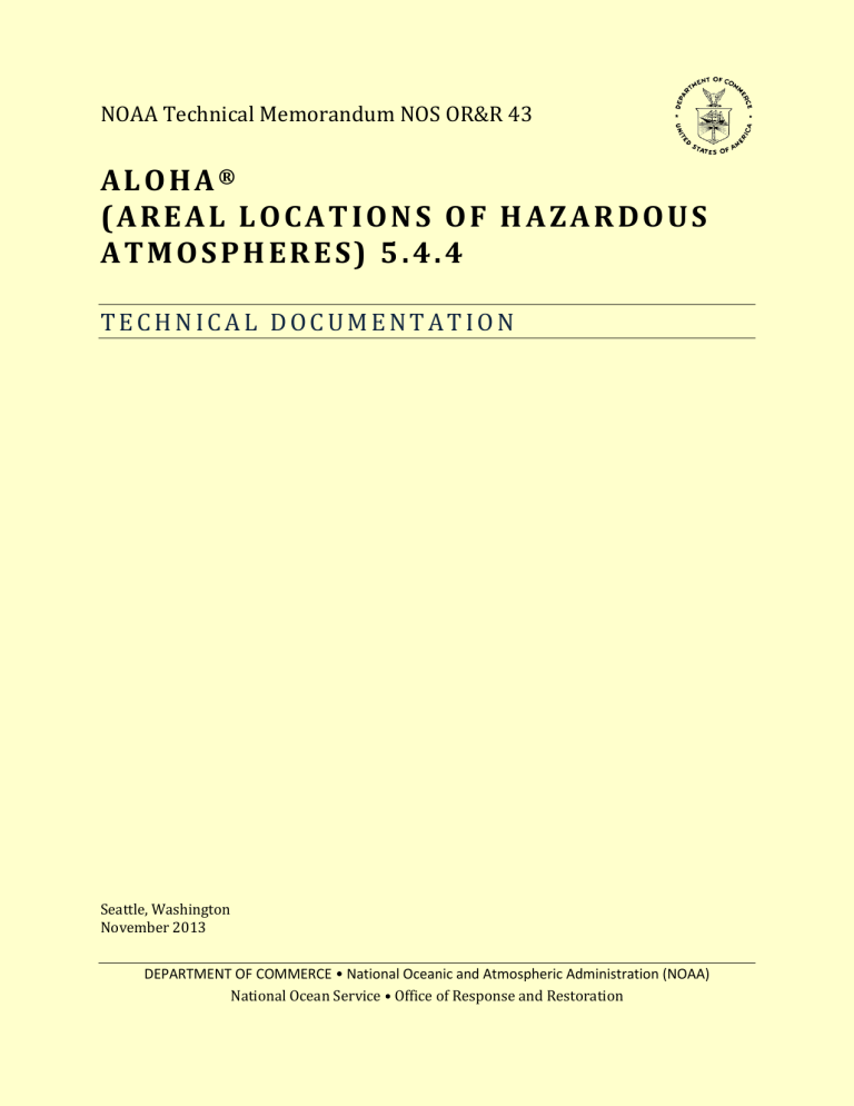 ALOHA 5.4.4 Technical Documentation: Hazardous Atmosphere Modeling