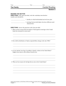 The Family: Guided Reading Worksheet - Sociology Section 2