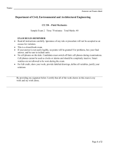 CE 330 Fluid Mechanics Sample Exam