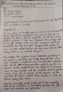 IIT Gandhinagar Late Registration Fee Reimbursement Application