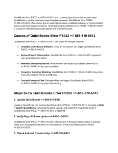 QuickBooks&reg; Error PS033 Support Contact Numbers USA  Full Guide for 2026 Assistance