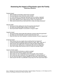 Assessing Psychosis Impact on Family: Exploratory Questions