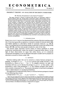 Prospect Theory: Decision Under Risk Analysis by Kahneman & Tversky (1979)