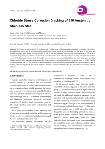 Chloride Stress Corrosion Cracking of 316 Austenitic Stainless Steel