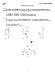TD d'&eacute;lectronique analogique 2 : Exercices d'analyse de transistors