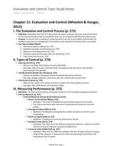 Evaluation and Control Study Notes