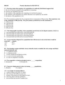 BIO181 Biology Practice Questions for Review II - Ecology & Plants