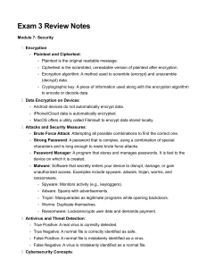 Exam 3 Review Notes: Security Module