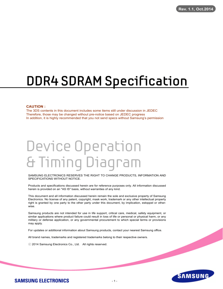 Ddr4 Ram Specification DDR4 SDRAM Specification: Device Operation & Timing Diagram