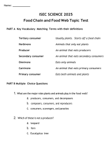 ISEC Science 2025 Food Chain and Food Web Test