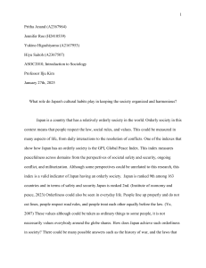 Japan's Cultural Habits & Social Harmony: A Sociological Study
