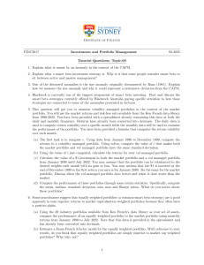 University of Sydney FINC3017 Tutorial Questions: Topic-09