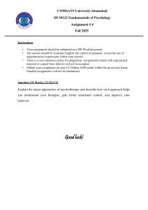 Psychotherapy Approaches Assignment - COMSATS University Psychology