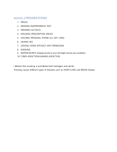 Prohibitions & Health Risks: Drugs, Alcohol, Smoking, Cyber Addiction