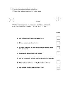 Ethane and Ethene Chemistry: True/False Questions on Alkanes & Alkenes