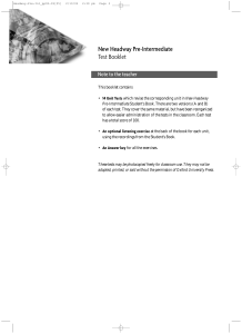 New Headway Pre-Intermediate Test Booklet | English Language Tests