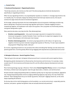 Ken's Script: Emotional Development, Gender Roles & Family Structures