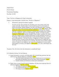 The How of Happiness Presentational Outline