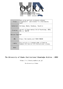 Preschoolers' Persistence: Multiple Strategies in Challenging Tasks