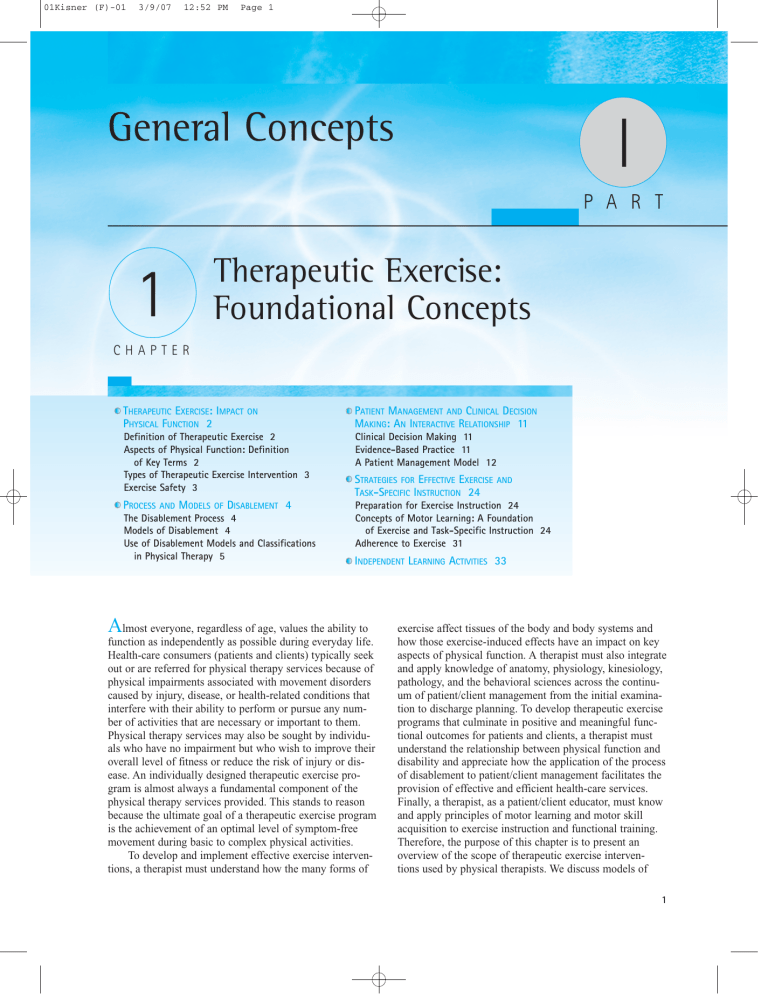 Therapeutic Exercise: Foundational Concepts