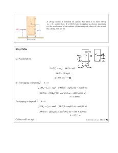 Physics Problem: Cabinet Acceleration and Tipping