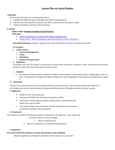 Lesson Plan: Disciplines and Ideas in Social Sciences