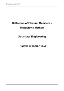 Structural Analysis III: Macaulay's Method for Beam Deflection