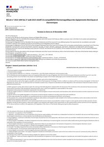 French Decree 2015-1084: Electromagnetic Compatibility of Equipment