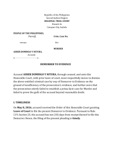 Demurrer to Evidence: Murder Case in Philippine Regional Trial Court