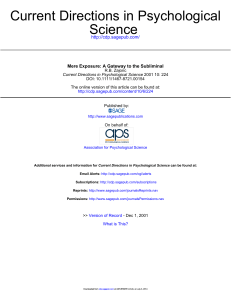 Mere Exposure: A Gateway to the Subliminal | Psychological Science