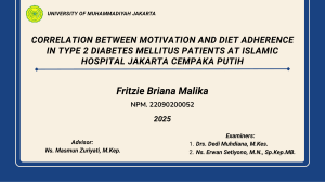 Correlation Between Motivation and Diet Adherence in Type 2 Diabetes Patients