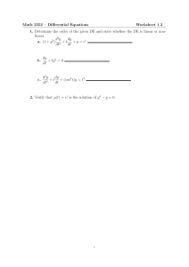 Math 2552 Differential Equations Worksheet