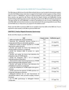 CHEM 20273 Organic Chemistry Midterm Exam Skills List: NMR, Pericyclic, Aromatic