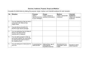 Communication Exercise: Audience, Purpose, Scope, Medium