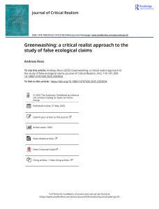 Greenwashing: A Critical Realist Approach to False Ecological Claims Study