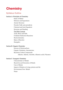 Chemistry Syllabus Outline