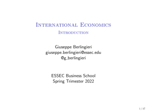 International Economics Introduction Lecture