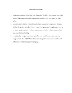 School Start Time & Sleep: Experimental Design Worksheet
