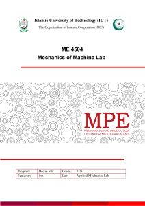 IUT ME 4504 Mechanics of Machine Lab Manual | Experiments & Policies
