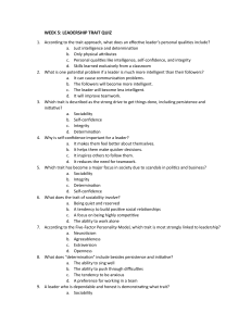 Leadership Trait Quiz Week 5 Multiple Choice Questions