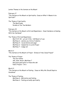 Lenten Themes in the Sermon on the Mount