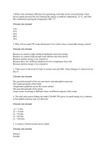 Renewable Energy & Physics Quiz Questions