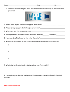 Bottled Water Documentary Movie Worksheet