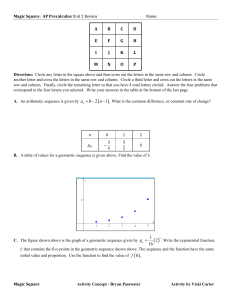 AP Precalculus Unit 2 Review: Magic Square Activity on Sequences & Functions
