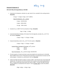 Mass & Energy Balances Homework 11: Chemical Engineering Problems