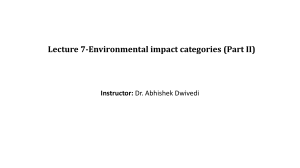 Lecture 7: Environmental Impact Categories (Part II)